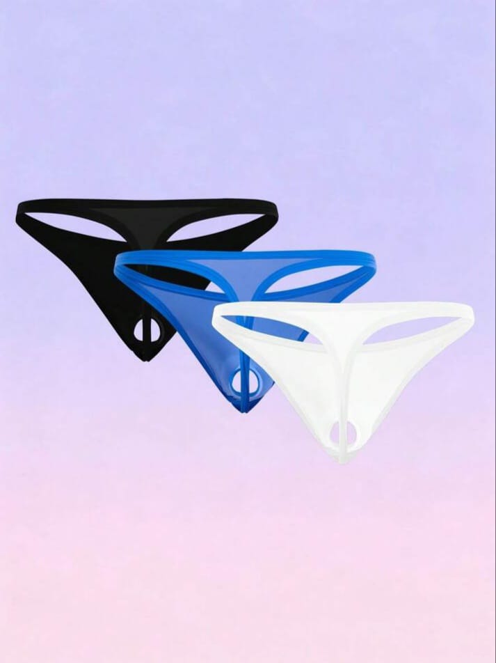 Men's Solid Color Elephant Pattern Thong Underwear